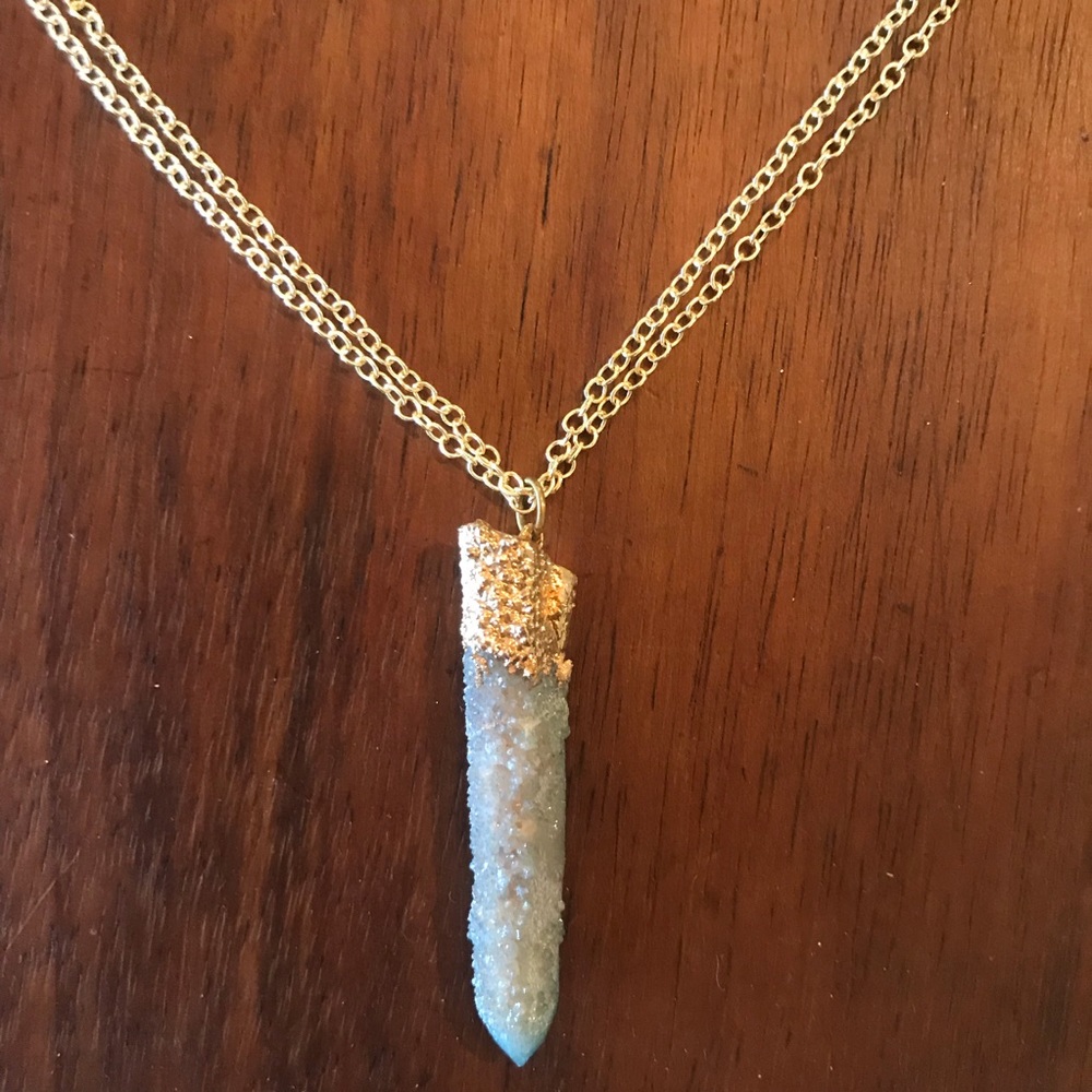 Double Chain Stone Long Necklace